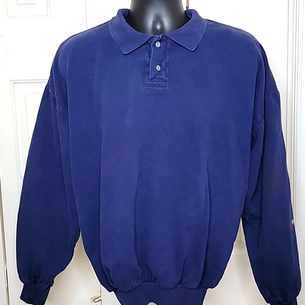 WEK Long Sleeve Polo Shirt Size 2 ( XL) Blue Vintage